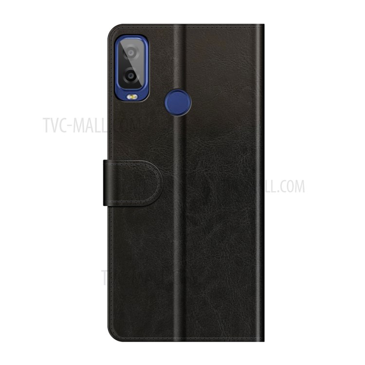 Crazy Horse Wallet Stand Leather Shell for Alcatel 1L (2021) - Black-3