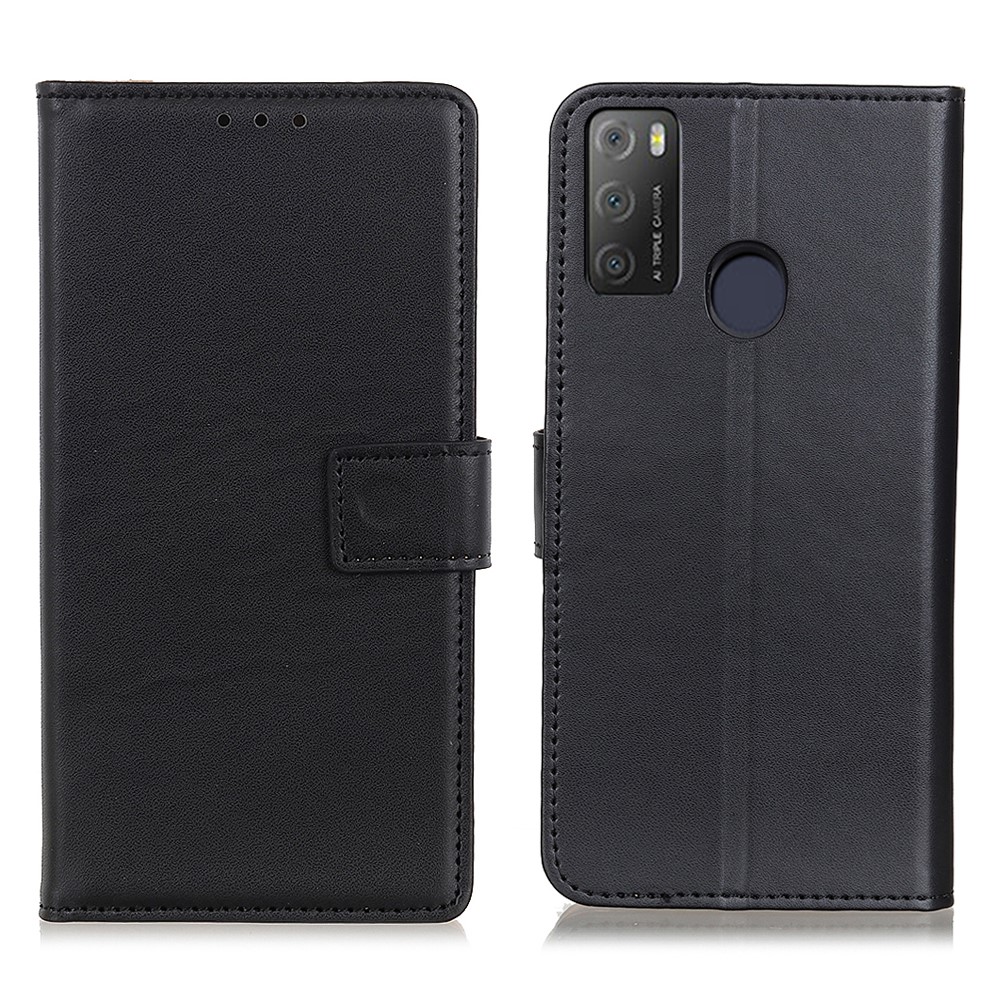 Magnetic Clasp Design Leather Wallet Shell Case with Stand for Alcatel 1S (2021) / 3L (2021) - Black-1