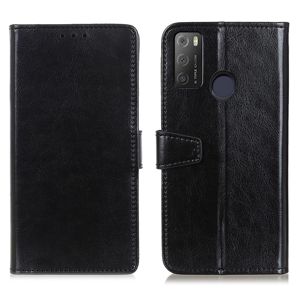Wallet Design Full Protection Leather Phone Stand Cover Case for Alcatel 1S (2021) / 3L (2021) - Black-1