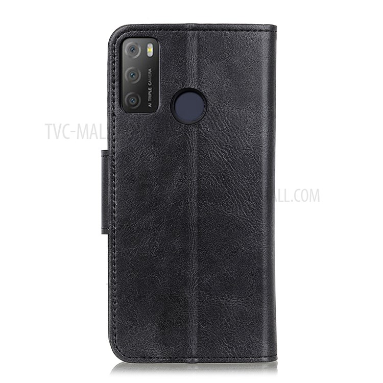 Crazy Horse Texture Folio Flip Wallet Design PU Leather Stand Protector Cover for Alcatel 1S (2021) / 3L (2021) - Black-2