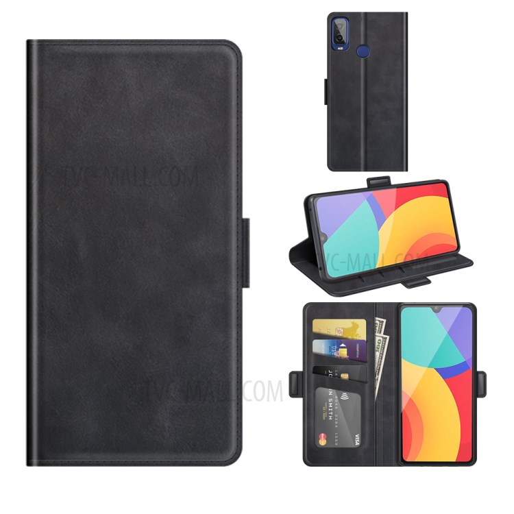 Magnet Adsorption Leather Stand Wallet Phone Case for Alcatel 1L (2021) - Black-6