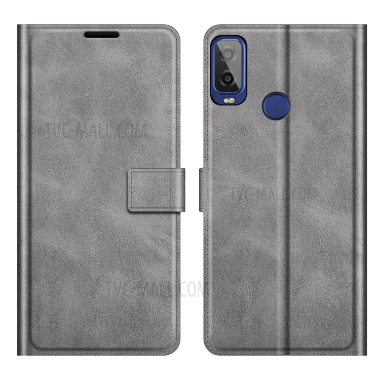 Wallet Design Stand Leather Shell for Alcatel 1L (2021) - Grey-1