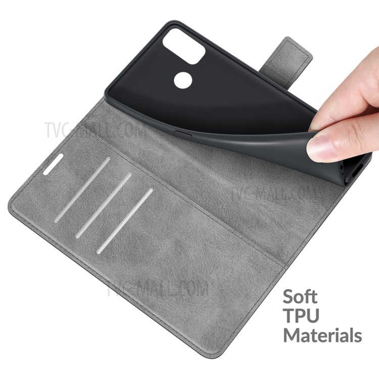 Wallet Design Stand Leather Shell for Alcatel 1L (2021) - Grey-5