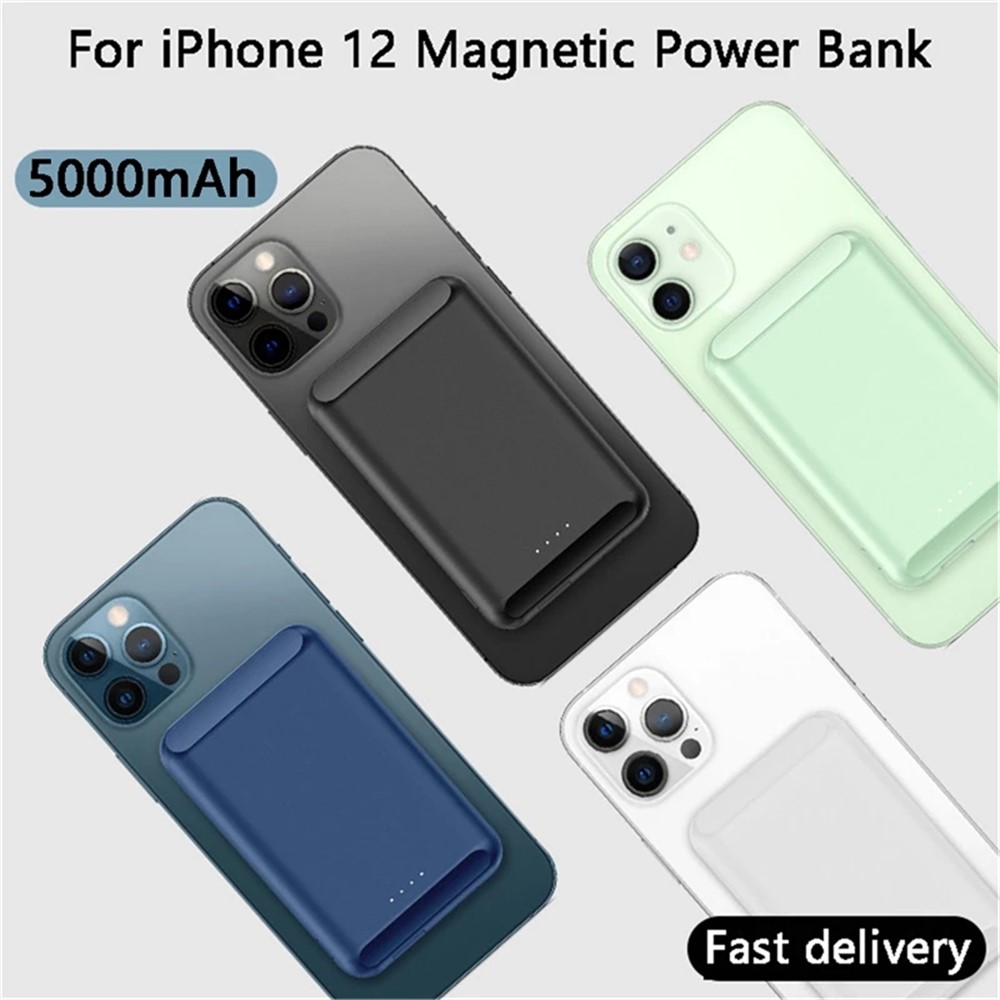 5000mAh Magnetische Drahtlose Ladung Externer Batterieladegerät Für IPhone 12 / Mini / Pro Max MagsaSafe Power Bank - Schwarz