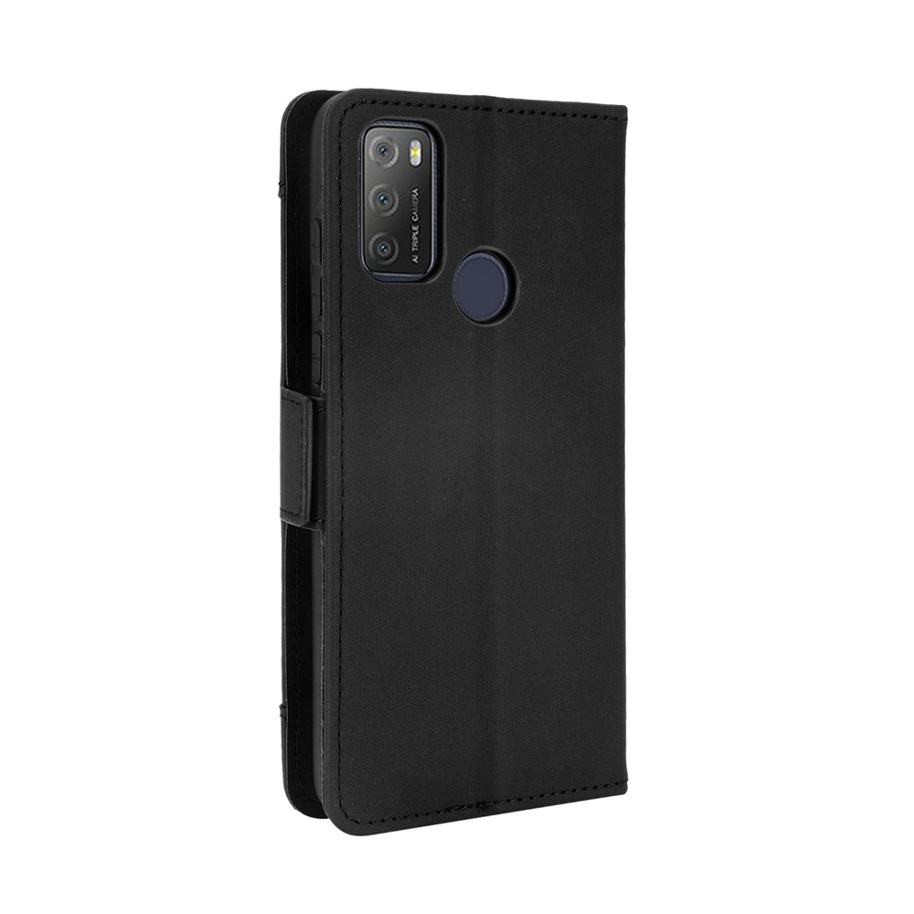 Leather Wallet Protective Case with Multiple Card Slots for Alcatel 3L (2021) / Alcatel 1S (2021) - Black-3