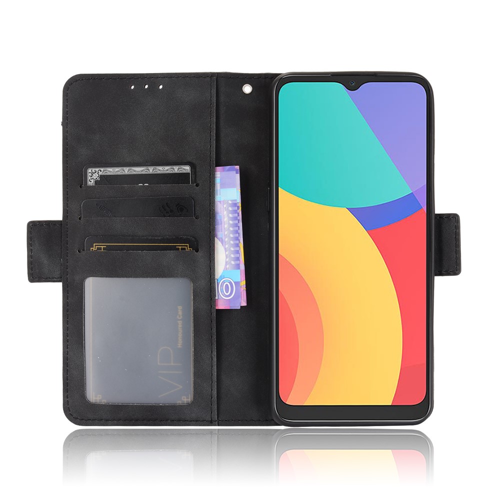 Leather Wallet Protective Case with Multiple Card Slots for Alcatel 3L (2021) / Alcatel 1S (2021) - Black-6