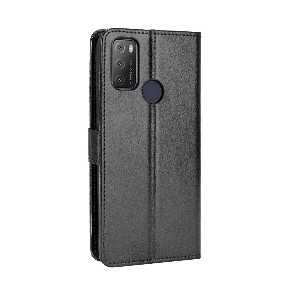 Crazy Horse Texture Wallet Design PU Leather Stand Protector Cover for Alcatel 3L (2021) / Alcatel 1S (2021) - Black-3