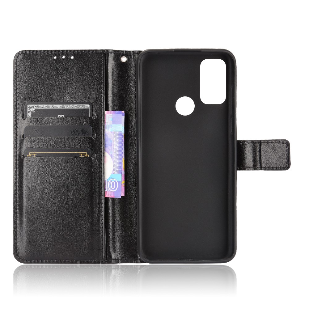 Crazy Horse Texture Wallet Design PU Leather Stand Protector Cover for Alcatel 3L (2021) / Alcatel 1S (2021) - Black-4