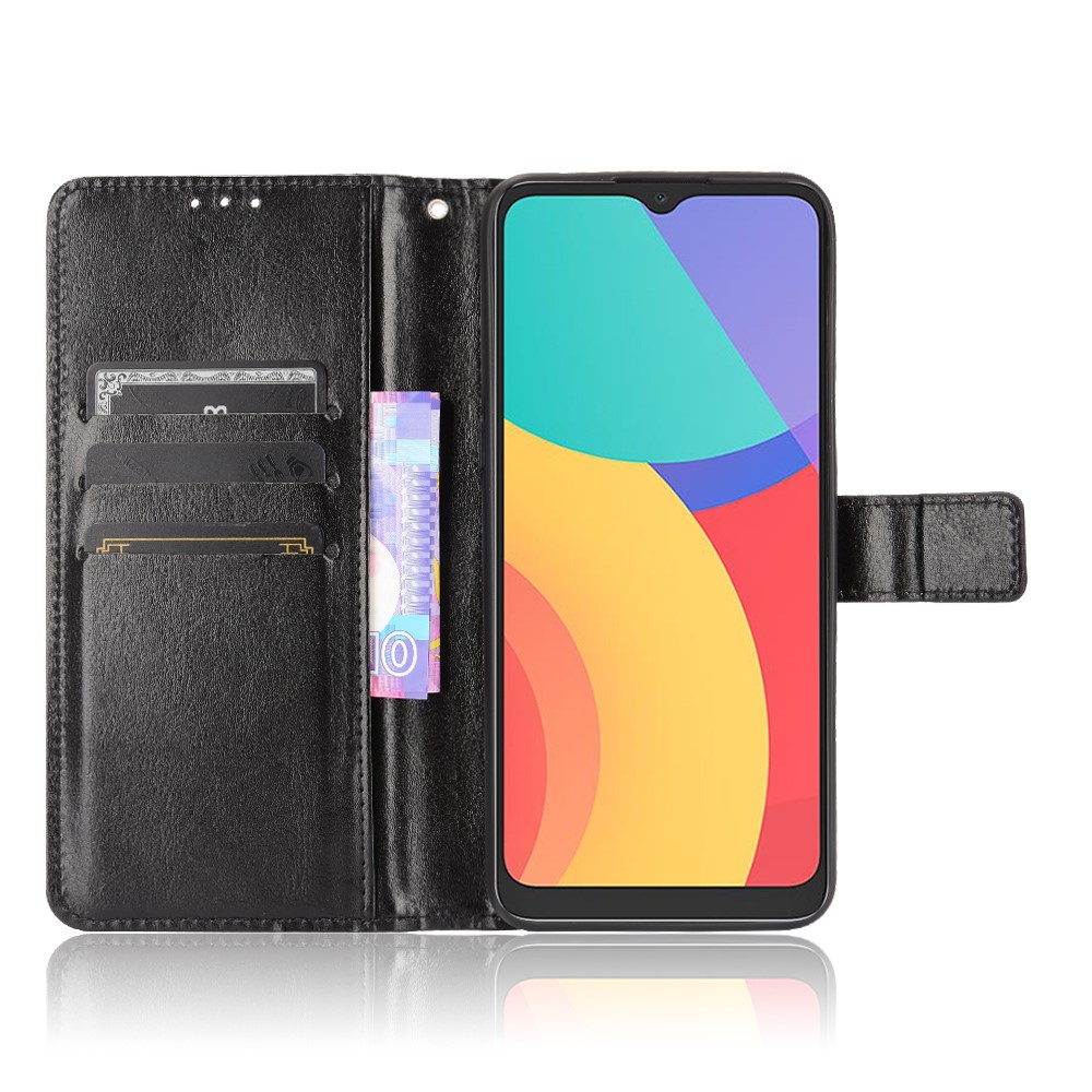 Crazy Horse Texture Wallet Design PU Leather Stand Protector Cover for Alcatel 3L (2021) / Alcatel 1S (2021) - Black-5