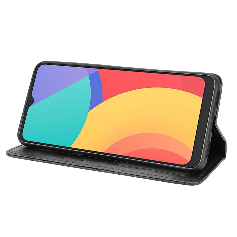 Magnetic Vintage Style Phone Case Wallet Stand Leather Cover for Alcatel 3L(2021) / 1S (2021) - Black-6