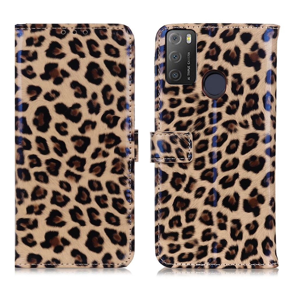Wallet Design Leopard Skin Leather Protector Mobile Phone Stand Cover for Alcatel 1S (2021)/3L (2021)-1