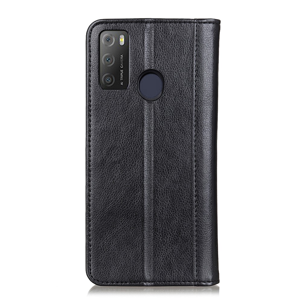 Auto-absorbed Litchi Skin Leather Wallet Stand Case for Alcatel 3L (2021) / Alcatel 1S (2021) - Black-3