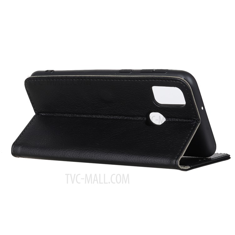 Litchi Skin Leather Wallet Stand Case for Alcatel 3L (2021) / Alcatel 1S (2021) - Black-4
