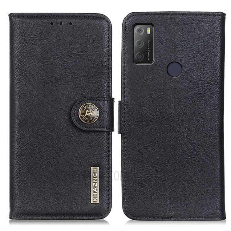 KHAZNEH Wallet PU Leather Stand Phone Case for Alcatel 1S (2021)/3L (2021) - Black-1