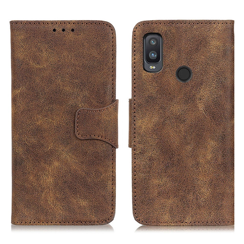 Vintage Style Wallet Leather Stand Case for Alcatel 1L (2021) - Coffee-1
