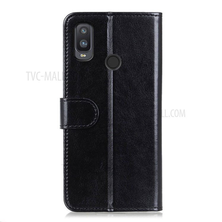 Crazy Horse Wallet Leather Phone Shell Case for Alcatel 1L (2021) - Black-6