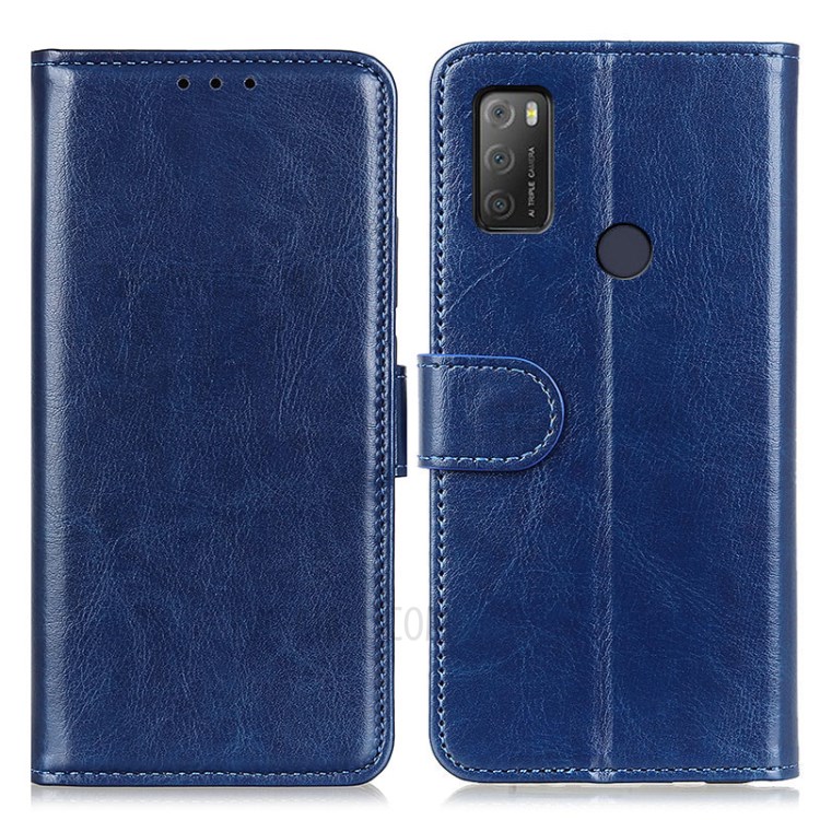 Crazy Horse Wallet Leather Phone Case for OPPO A94/F19 Pro - Blue-1