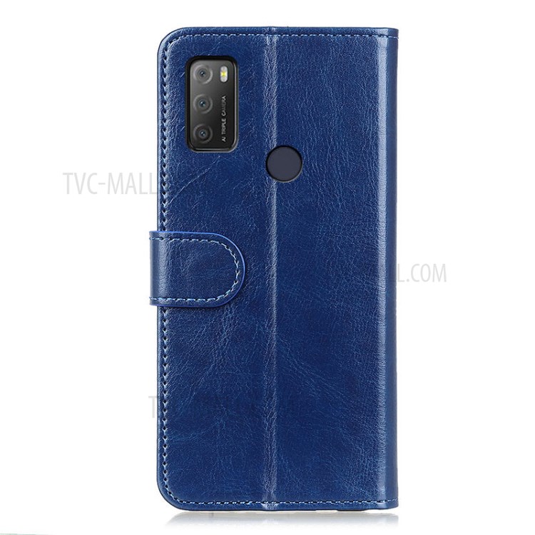 Crazy Horse Wallet Leather Phone Case for OPPO A94/F19 Pro - Blue-6