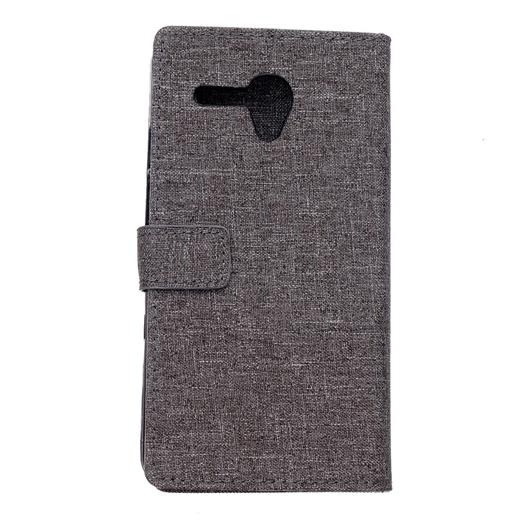 Linen Texture Leather Card Holder Case for Alcatel One Touch Pop 3 (5.5) - Grey-2