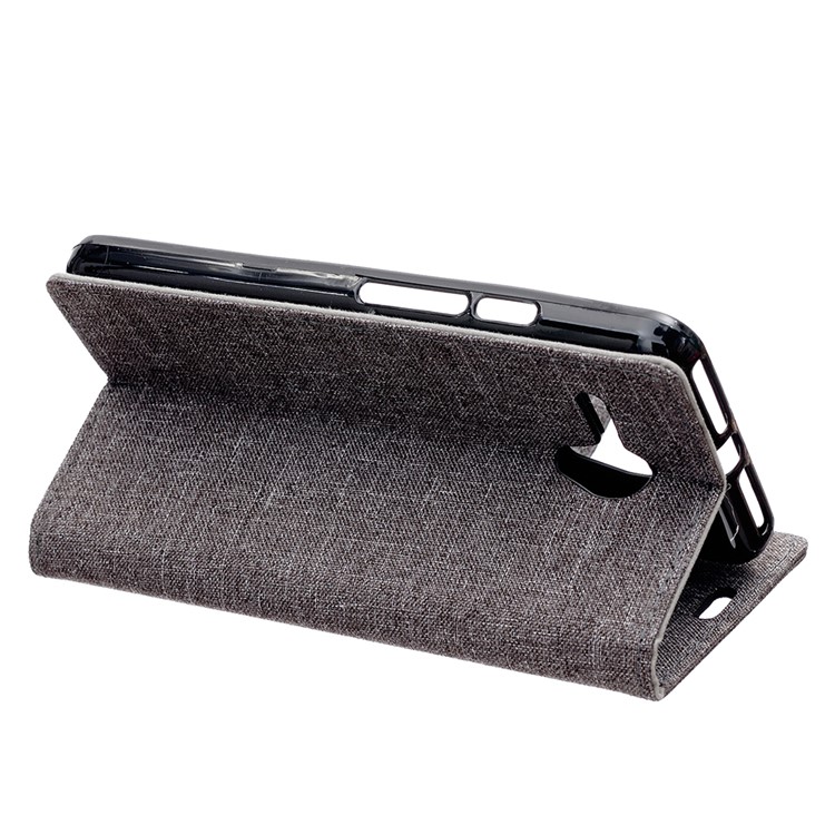 Linen Texture Leather Card Holder Case for Alcatel One Touch Pop 3 (5.5) - Grey-4