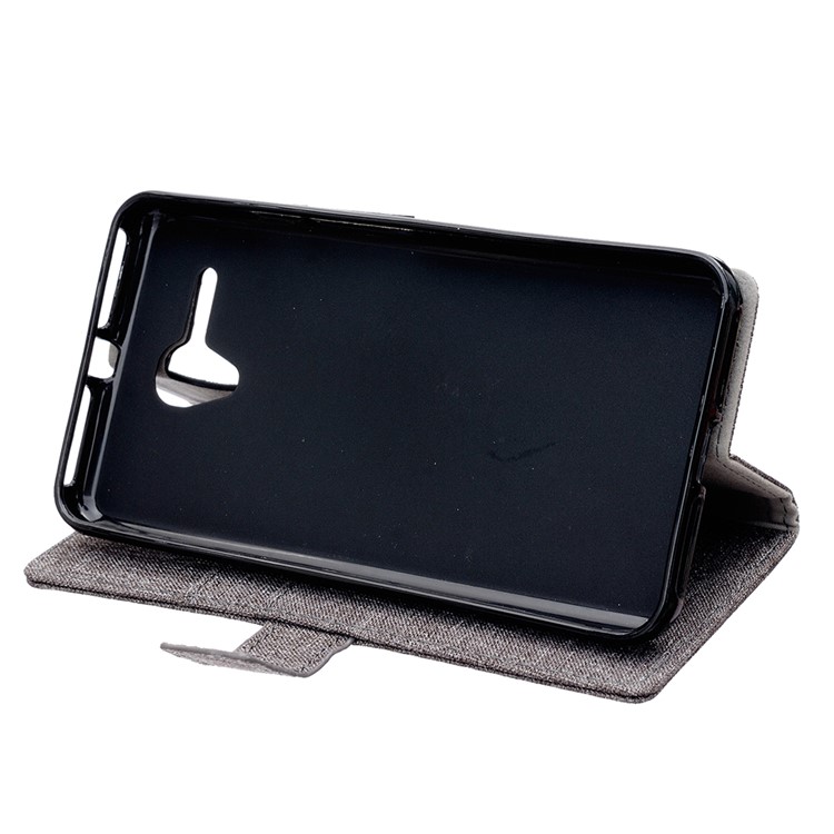 Linen Texture Leather Card Holder Case for Alcatel One Touch Pop 3 (5.5) - Grey-5