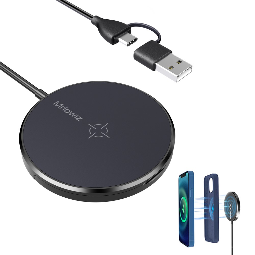 MIRIOWIZ M-2002W 15W 360 Rotary Magnetic Wireless Charger for MagSafe Charging Pad for iPhone-1