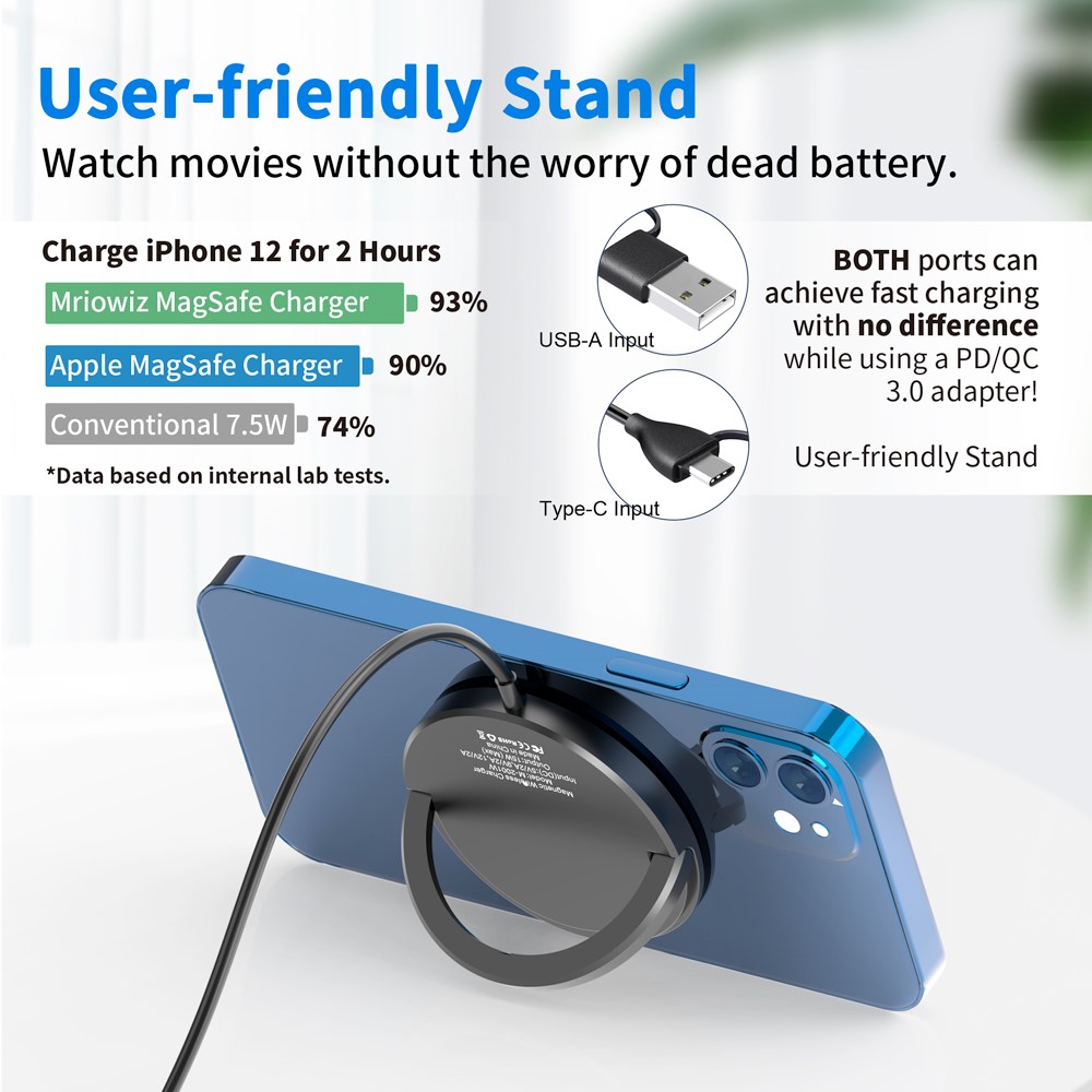 MIRIOWIZ M-2002W 15W 360 Rotary Magnetic Wireless Charger for MagSafe Charging Pad for iPhone-2