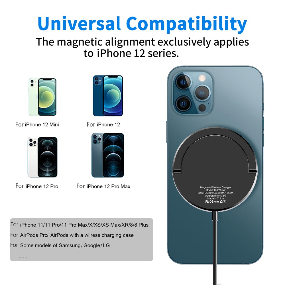 MIRIOWIZ M-2002W 15W 360 Rotary Magnetic Wireless Charger for MagSafe Charging Pad for iPhone-3