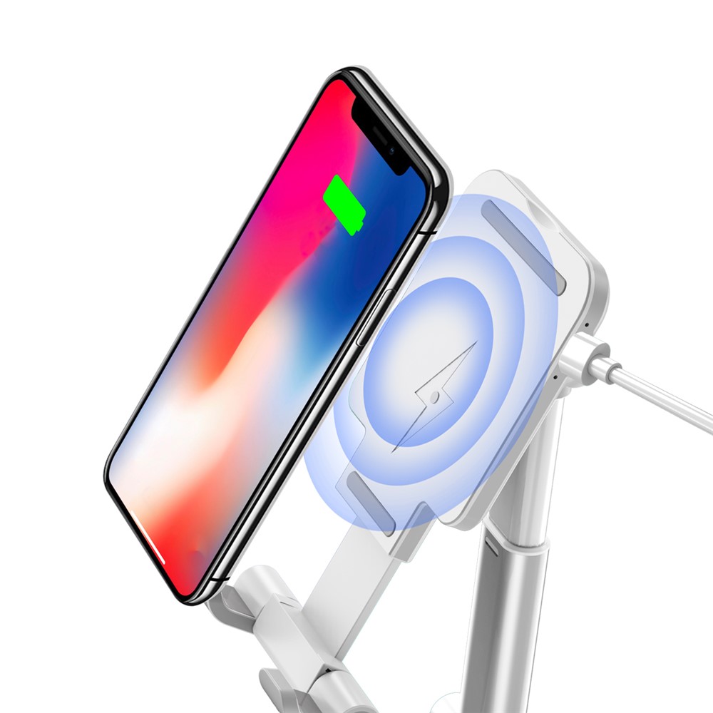 CCT3 Telescopic Tablet Cell Phone Holder Stand Desktop Bracket with Wireless Charger-11
