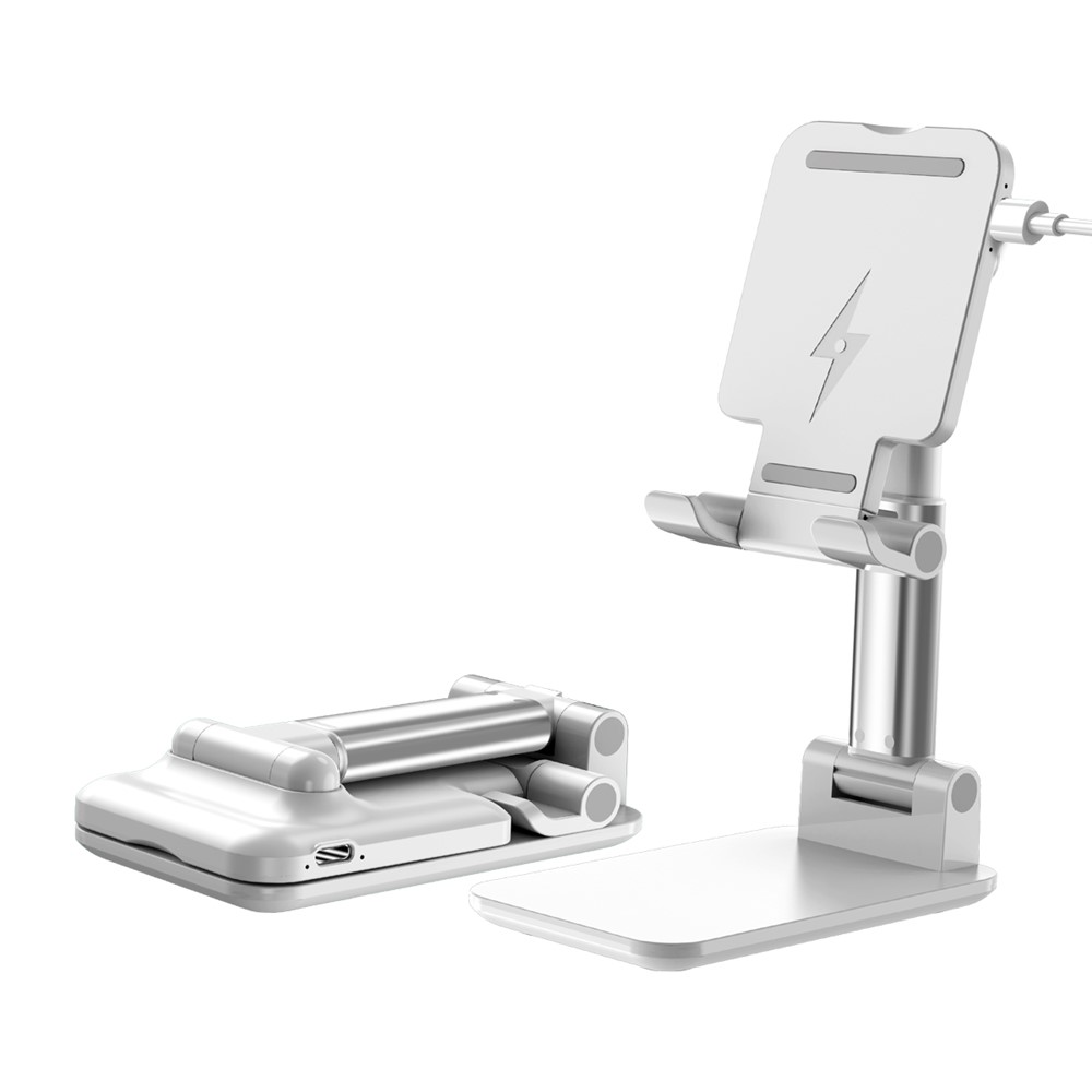 CCT3 Telescopic Tablet Cell Phone Holder Stand Desktop Bracket with Wireless Charger-6