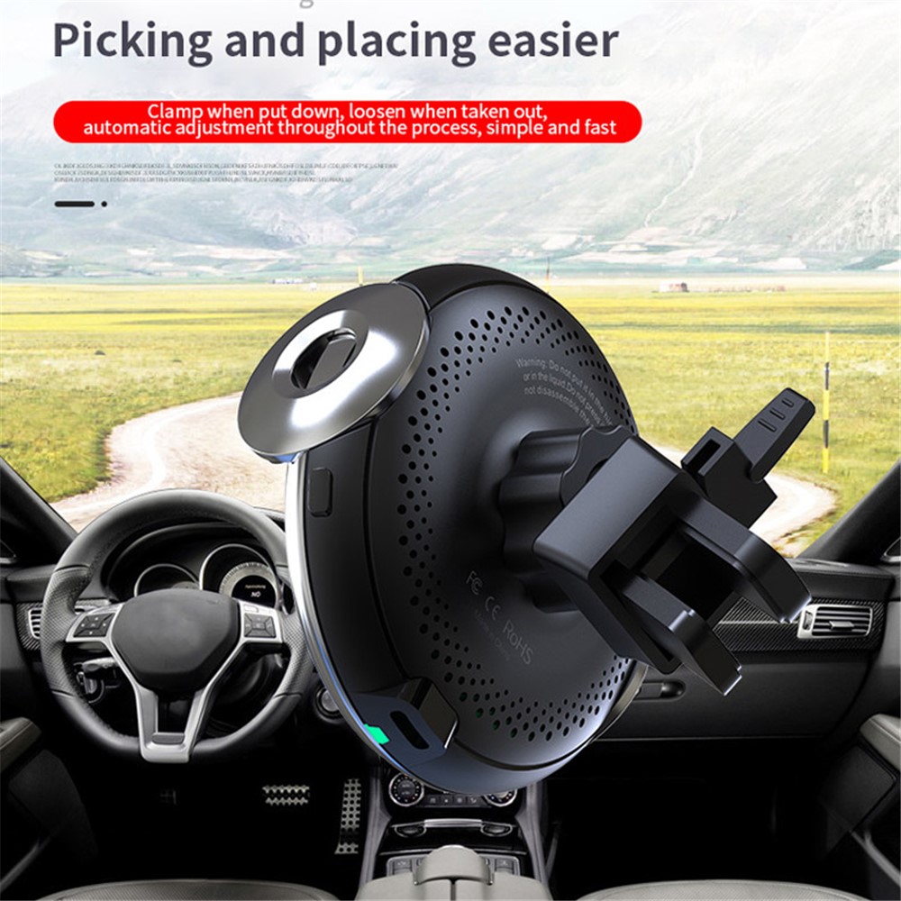 W9 Automatic Induction Car Mobile Phone Caricabatterie Wireless 15W Staffa Di Ricarica Rapida Staffa Di Montaggio-4