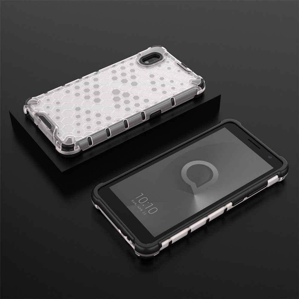 Honeycomb Pattern TPU + PC Hybrid Case Phone Protective Cover for Alcatel 1B (2020) - Grey-9