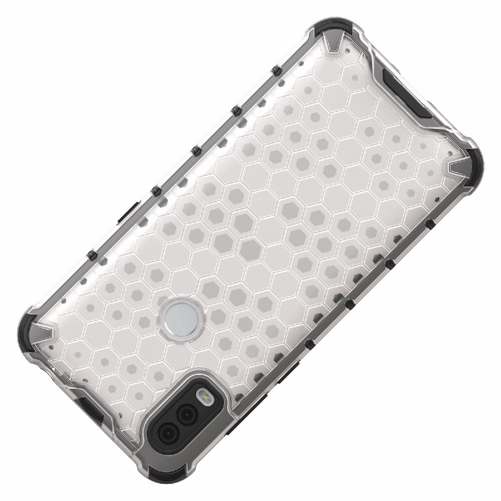 Honeycomb Pattern Shockproof TPU + PC Hybrid Phone Case Cover for Alcatel 1V (2020) - Grey-2
