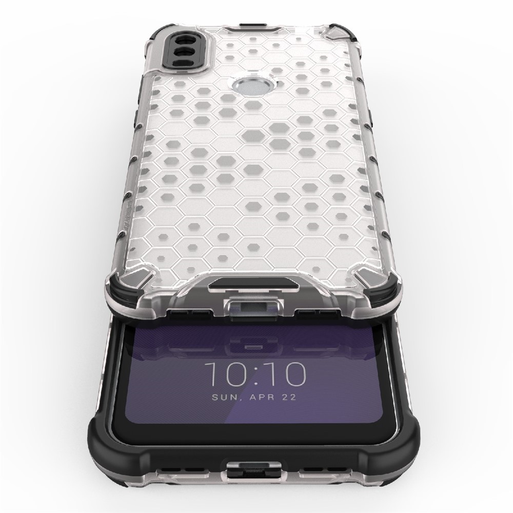 Honeycomb Pattern Shockproof TPU + PC Hybrid Phone Case Cover for Alcatel 1V (2020) - Grey-4