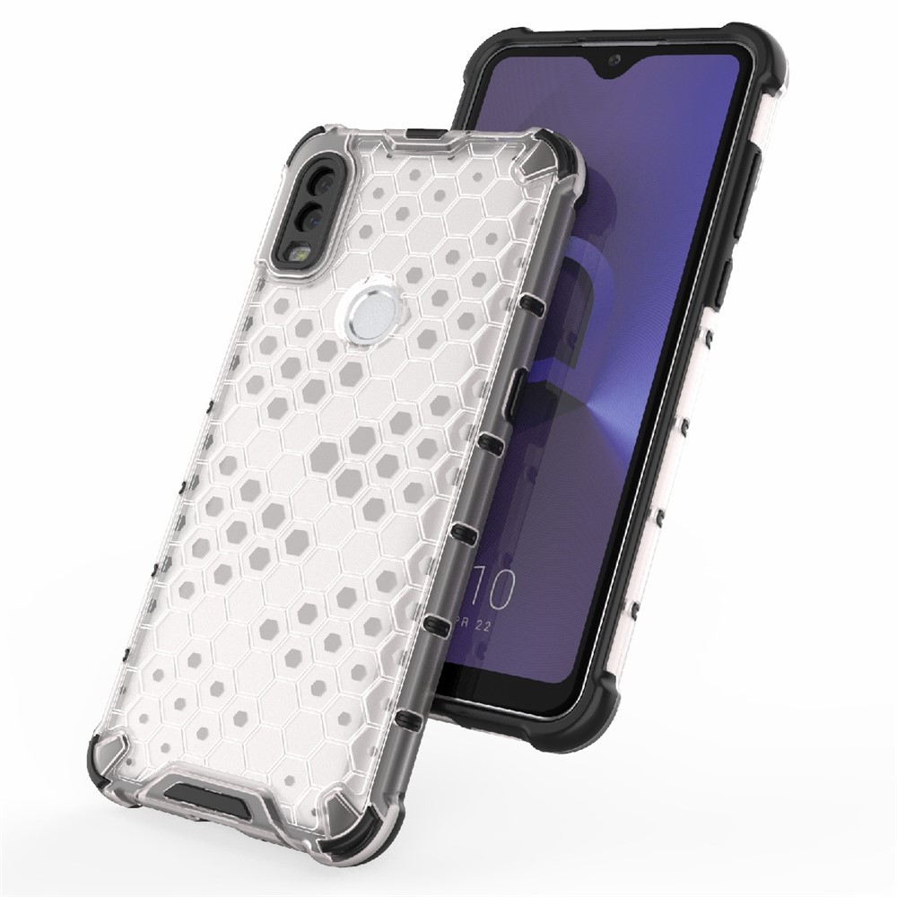 Honeycomb Pattern Shockproof TPU + PC Hybrid Phone Case Cover for Alcatel 1V (2020) - Grey-5