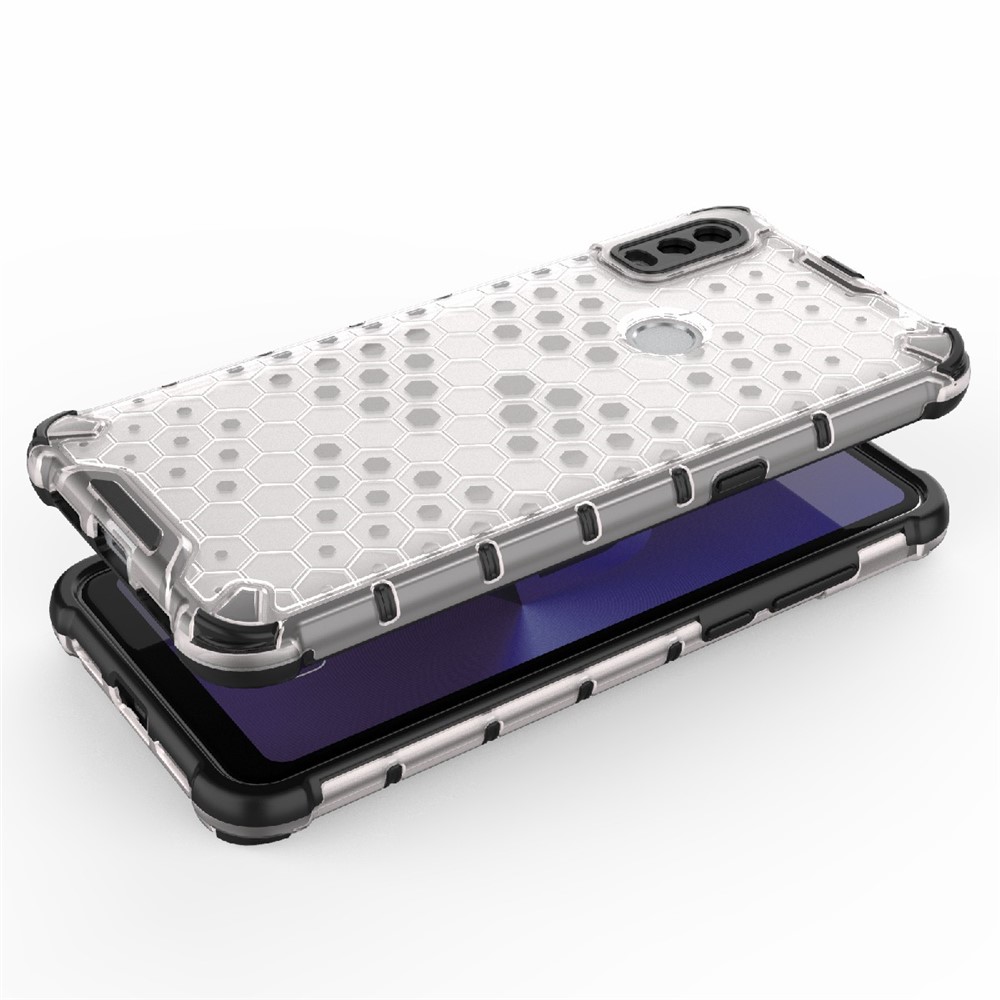 Honeycomb Pattern Shockproof TPU + PC Hybrid Phone Case Cover for Alcatel 1V (2020) - Grey-6