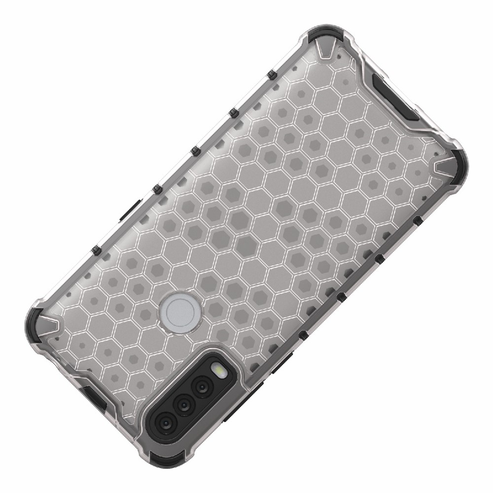Honeycomb Pattern TPU + PC Hybrid Case Phone Shell for Alcatel 1S (2020) - White-2
