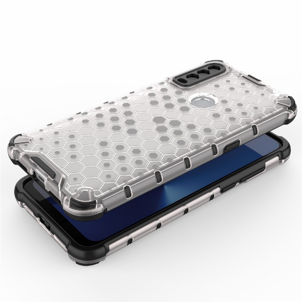 Honeycomb Pattern TPU + PC Hybrid Case Phone Shell for Alcatel 1S (2020) - White-5