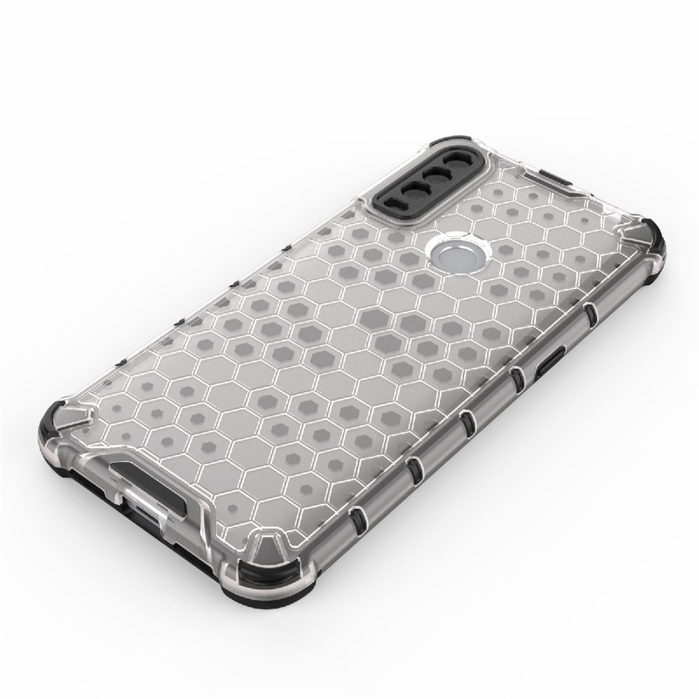 Honeycomb Pattern TPU + PC Hybrid Case Phone Shell for Alcatel 1S (2020) - White-6