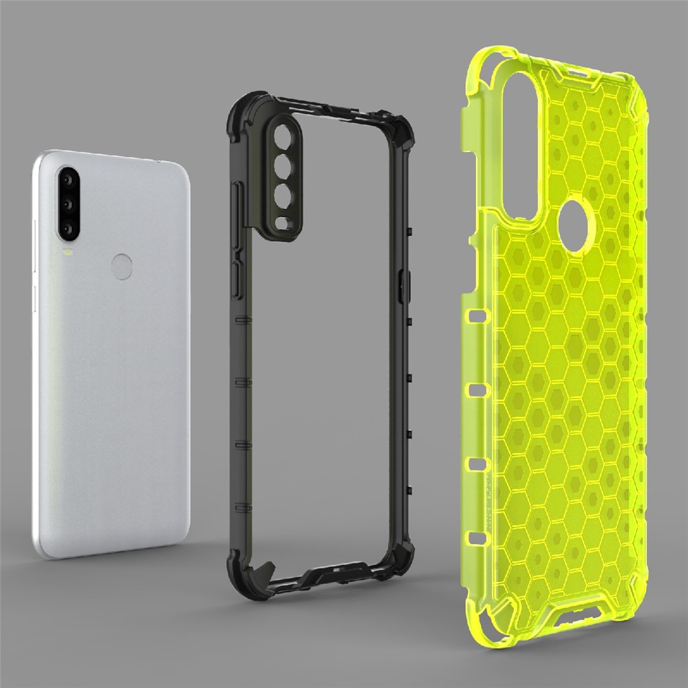 Honeycomb Pattern TPU + PC Hybrid Case Phone Shell for Alcatel 1S (2020) - White-7