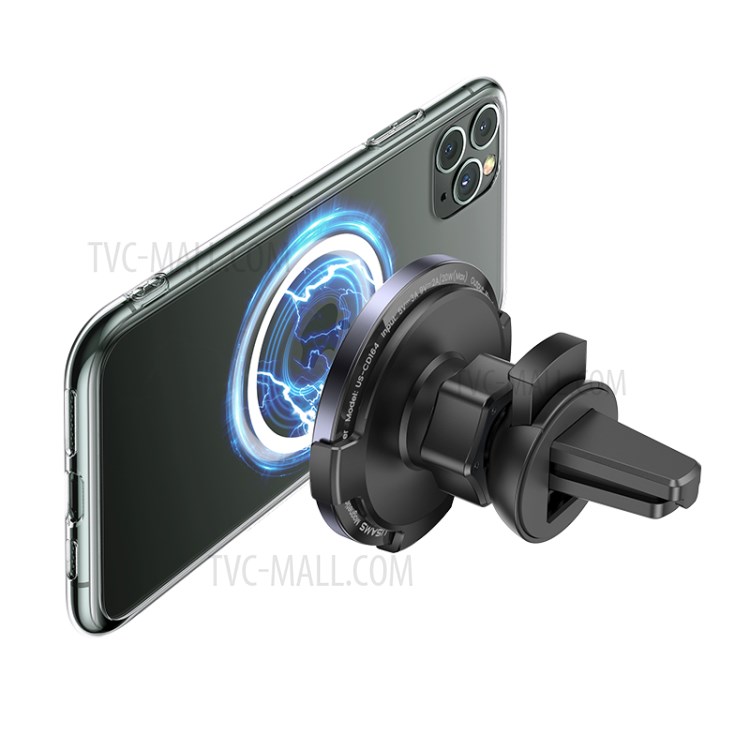 USAMS US-CD164 2 in 1 15W Ultra-Thin Magnetic Car Wireless Charger Phone Holder Stand Bracket for iPhone-3