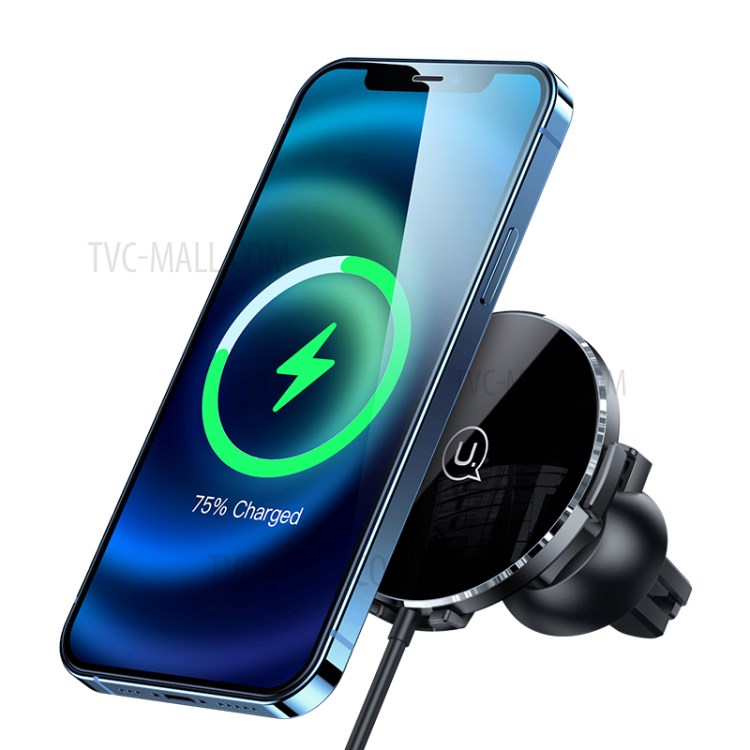 USAMS US-CD164 2 in 1 15W Ultra-Thin Magnetic Car Wireless Charger Phone Holder Stand Bracket for iPhone-9