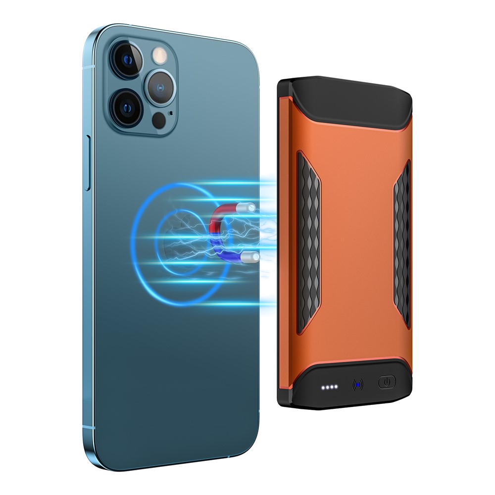 Magnetic Adsorption Phone Wireless Charging Pad 6000mAh Power Bank for iPhone 12 Series - Orange-1