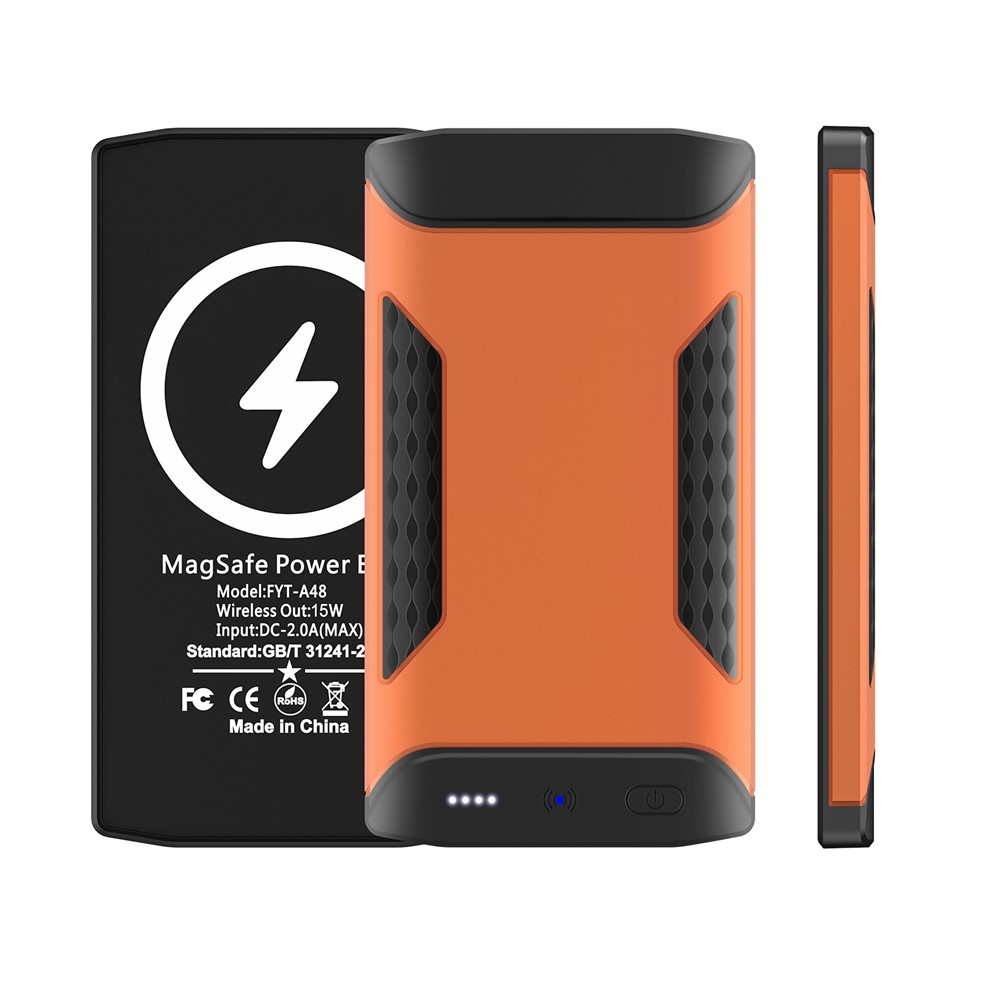 Magnetic Adsorption Phone Wireless Charging Pad 6000mAh Power Bank for iPhone 12 Series - Orange-3