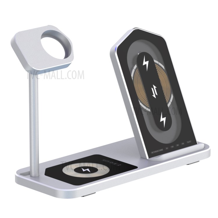 AJWXC005SX 3 IN 1 WLAN-Ladegeräte Stehen Schneller Ladestation Dock Für IPhone 12 / Apple Watch / Huawei / Samsung - Silber--9