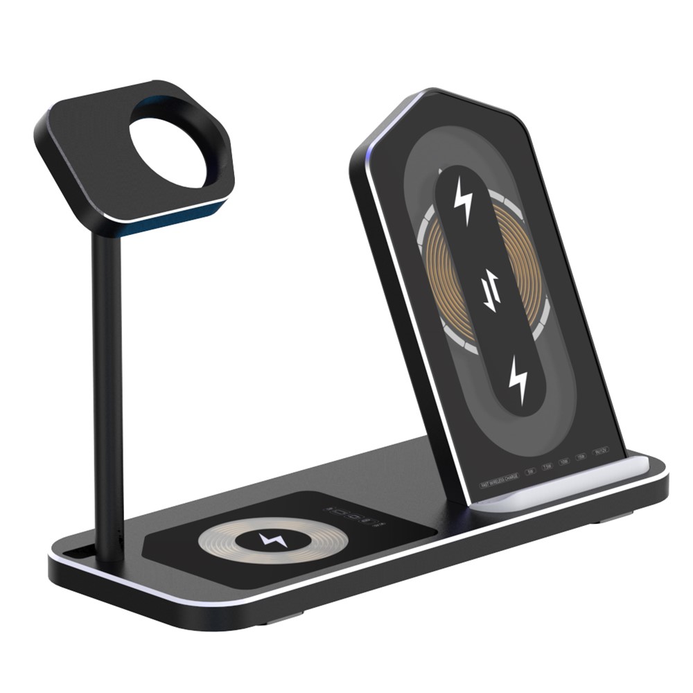 AJWXC005SX 3 En 1 Chargeurs Sans Fil Stand Fast Chargement Station Dock Pour IPhone 12 / Apple Watch / Huawei / Samsung - Noir-9