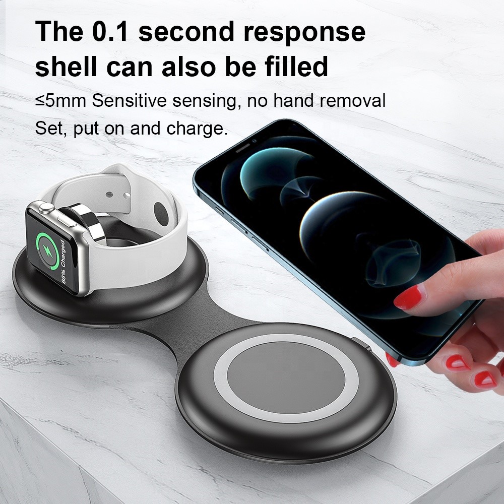 WS40 15W 3 In 1 Multi-functional Folding Wireless Fast Charger With Magnetic Adsorption - Black-4