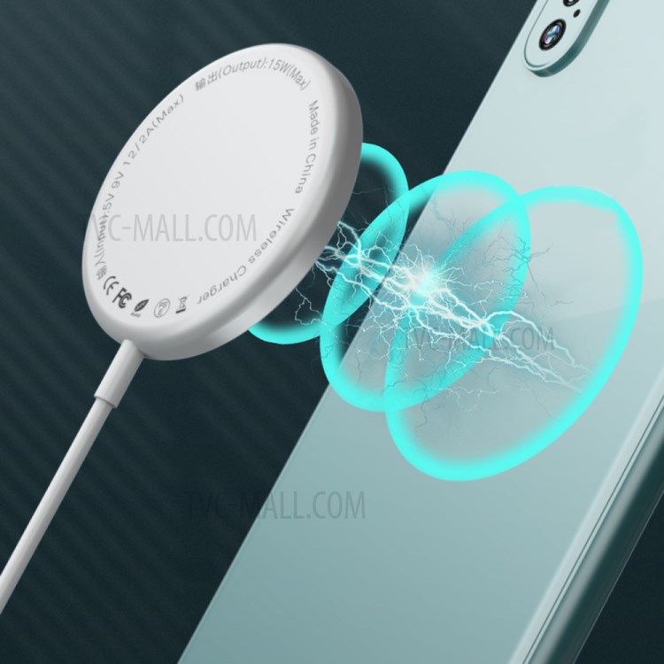 Round 15W Type-C Lightweight Magnetic Wireless Charger for iPhone 12 Series/13 Series - Dark Grey-2