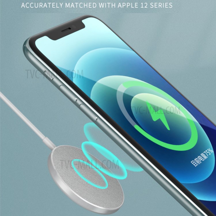 Round 15W Type-C Lightweight Magnetic Wireless Charger for iPhone 12 Series/13 Series - Dark Grey-3