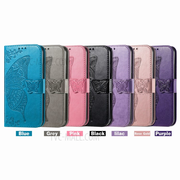 Stand Wallet Design Imprinting Butterfly Flower PU Leather Phone Case Cover for Alcatel 1S (2021) - Black-8
